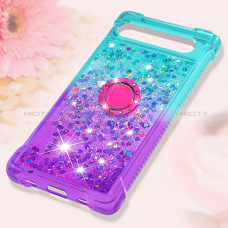 Funda Silicona Carcasa Goma Bling-Bling con Anillo de dedo Soporte S02 para Google Pixel 7a 5G