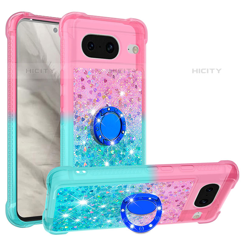 Funda Silicona Carcasa Goma Bling-Bling con Anillo de dedo Soporte S02 para Google Pixel 8 5G