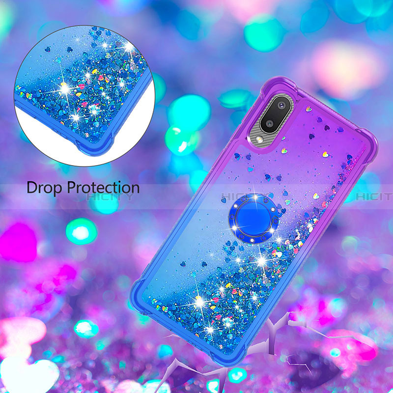 Funda Silicona Carcasa Goma Bling-Bling con Anillo de dedo Soporte S02 para Samsung Galaxy A02