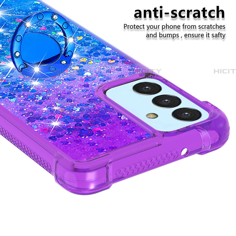 Funda Silicona Carcasa Goma Bling-Bling con Anillo de dedo Soporte S02 para Samsung Galaxy A05s