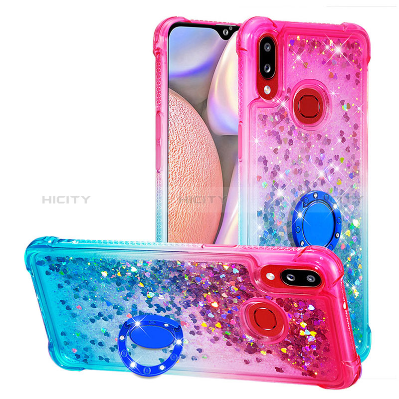 Funda Silicona Carcasa Goma Bling-Bling con Anillo de dedo Soporte S02 para Samsung Galaxy A10s