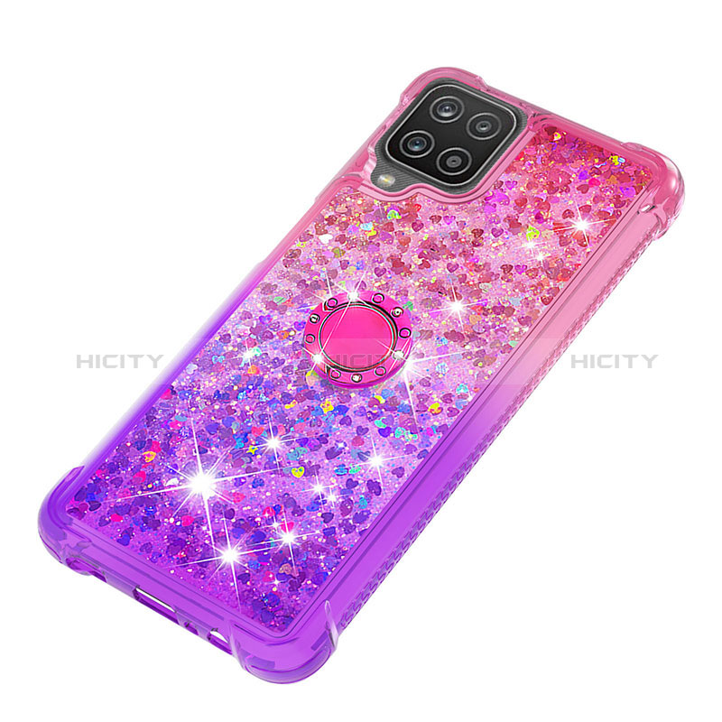 Funda Silicona Carcasa Goma Bling-Bling con Anillo de dedo Soporte S02 para Samsung Galaxy A12 5G