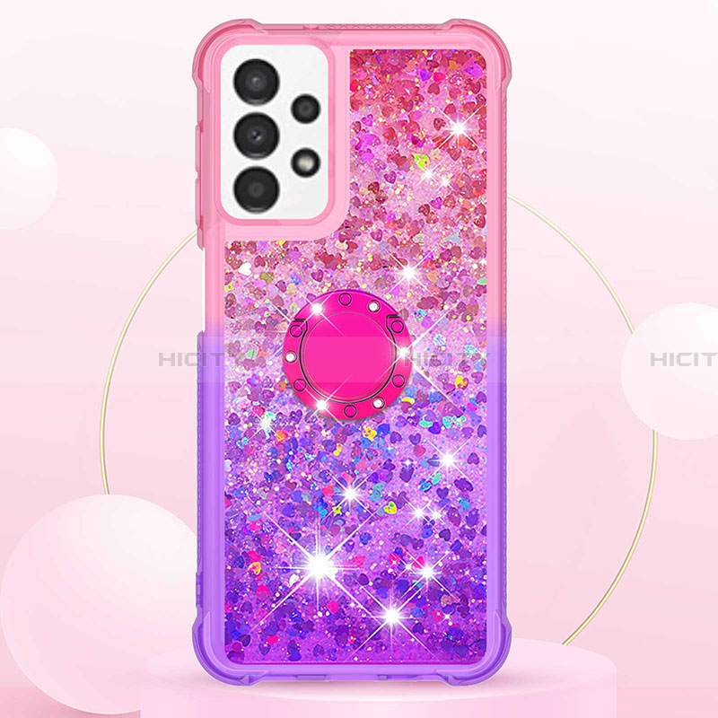 Funda Silicona Carcasa Goma Bling-Bling con Anillo de dedo Soporte S02 para Samsung Galaxy A13 4G