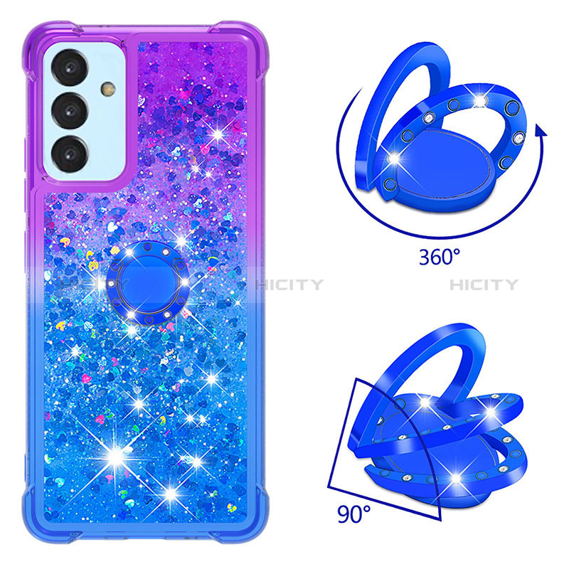 Funda Silicona Carcasa Goma Bling-Bling con Anillo de dedo Soporte S02 para Samsung Galaxy A15 4G