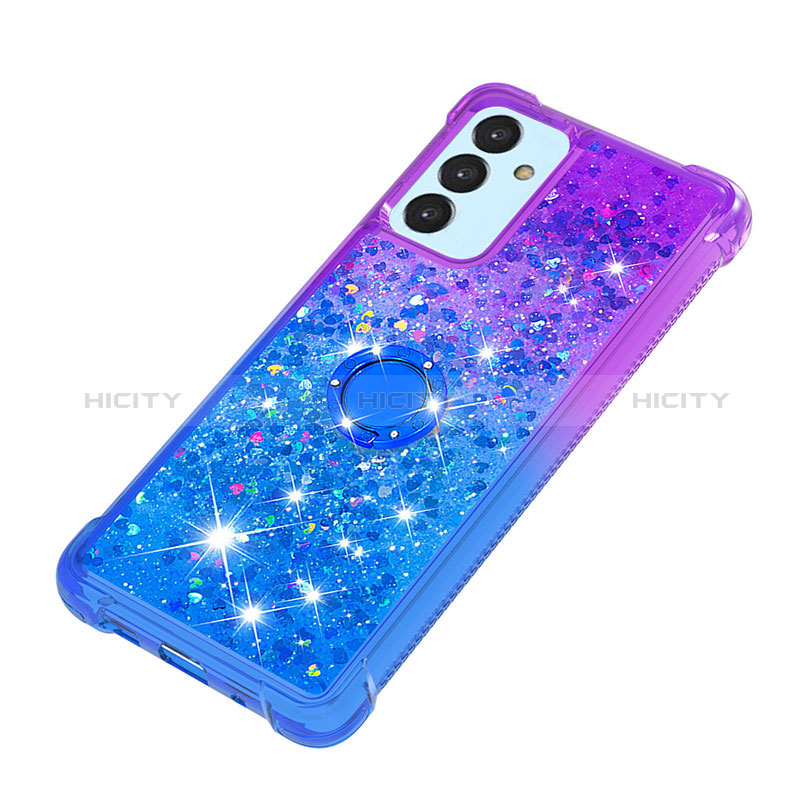 Funda Silicona Carcasa Goma Bling-Bling con Anillo de dedo Soporte S02 para Samsung Galaxy A15 4G