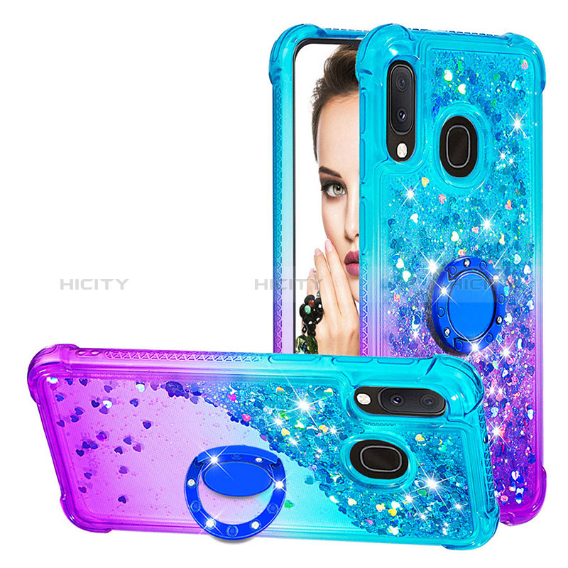 Funda Silicona Carcasa Goma Bling-Bling con Anillo de dedo Soporte S02 para Samsung Galaxy A20e