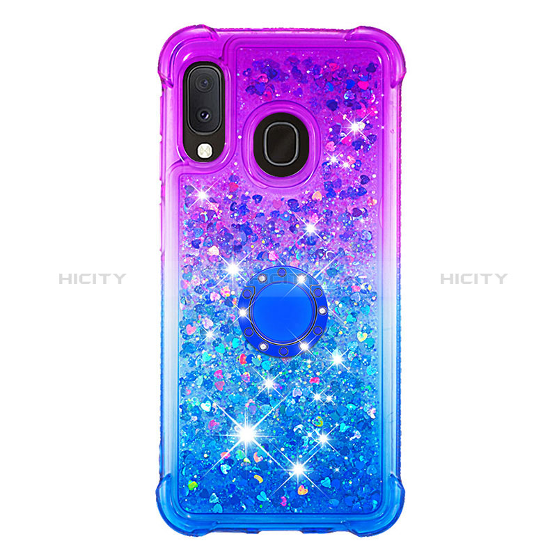 Funda Silicona Carcasa Goma Bling-Bling con Anillo de dedo Soporte S02 para Samsung Galaxy A20e