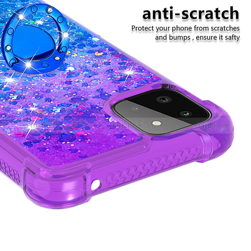 Funda Silicona Carcasa Goma Bling-Bling con Anillo de dedo Soporte S02 para Samsung Galaxy A22s 5G