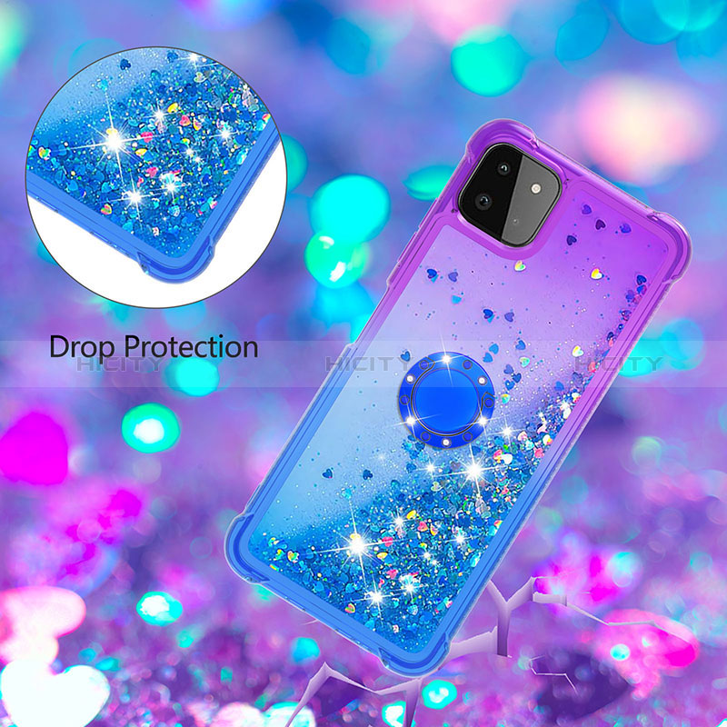 Funda Silicona Carcasa Goma Bling-Bling con Anillo de dedo Soporte S02 para Samsung Galaxy A22s 5G