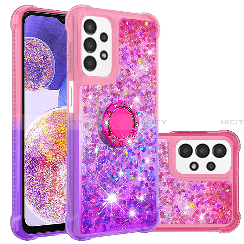 Funda Silicona Carcasa Goma Bling-Bling con Anillo de dedo Soporte S02 para Samsung Galaxy A23 4G