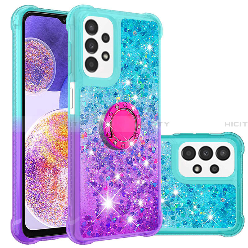 Funda Silicona Carcasa Goma Bling-Bling con Anillo de dedo Soporte S02 para Samsung Galaxy A23 4G