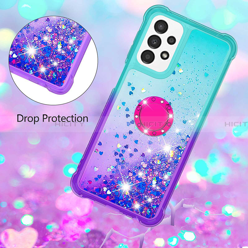 Funda Silicona Carcasa Goma Bling-Bling con Anillo de dedo Soporte S02 para Samsung Galaxy A23 4G