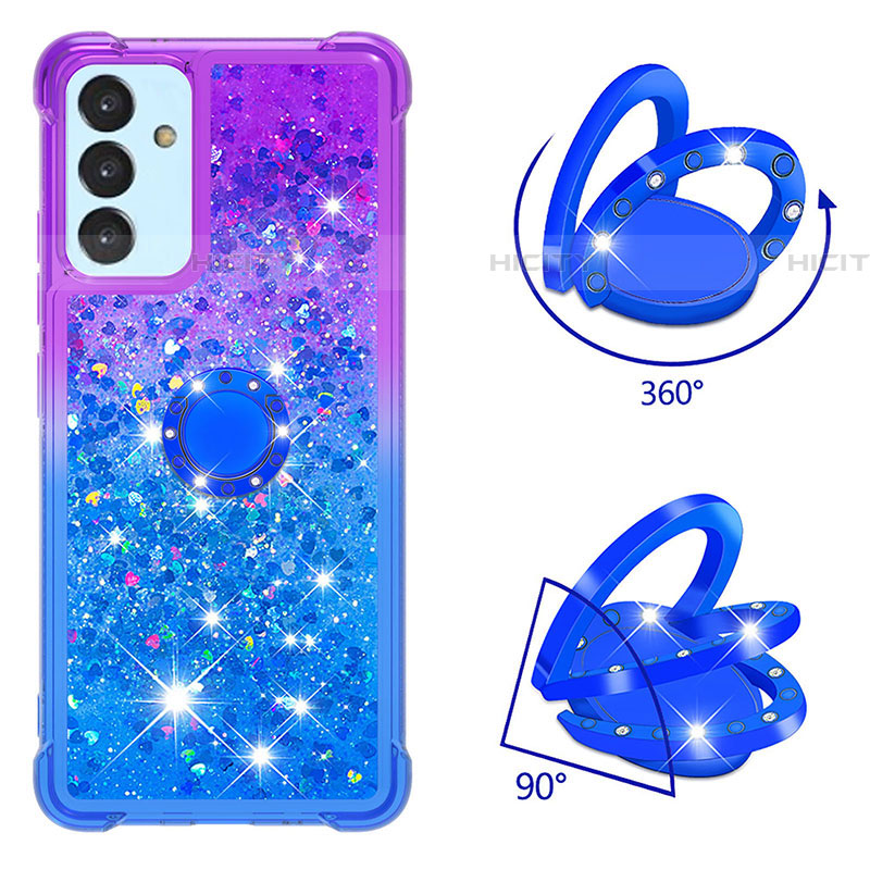 Funda Silicona Carcasa Goma Bling-Bling con Anillo de dedo Soporte S02 para Samsung Galaxy A24 4G