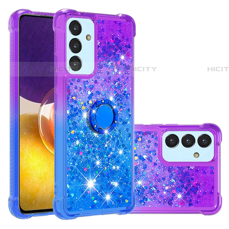 Funda Silicona Carcasa Goma Bling-Bling con Anillo de dedo Soporte S02 para Samsung Galaxy A24 4G Morado