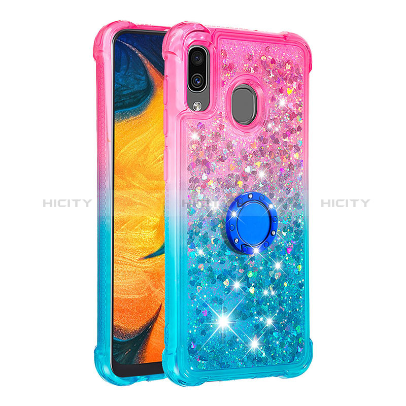 Funda Silicona Carcasa Goma Bling-Bling con Anillo de dedo Soporte S02 para Samsung Galaxy A30