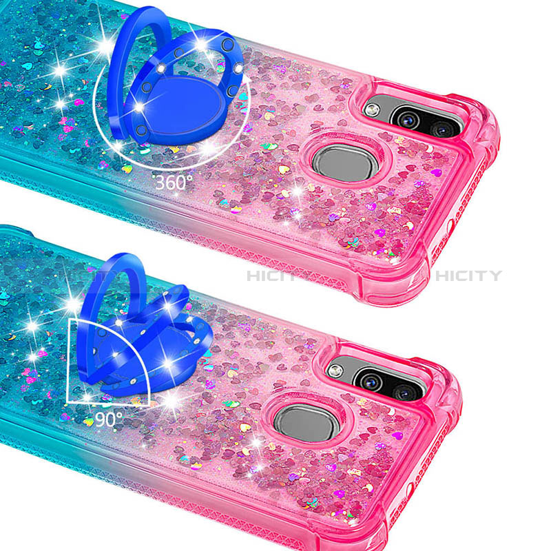 Funda Silicona Carcasa Goma Bling-Bling con Anillo de dedo Soporte S02 para Samsung Galaxy A30