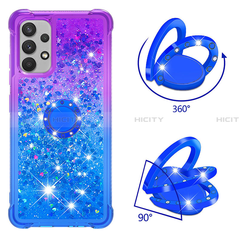 Funda Silicona Carcasa Goma Bling-Bling con Anillo de dedo Soporte S02 para Samsung Galaxy A32 5G