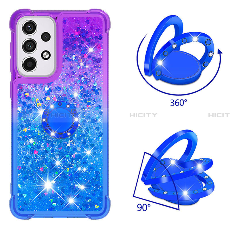 Funda Silicona Carcasa Goma Bling-Bling con Anillo de dedo Soporte S02 para Samsung Galaxy A33 5G