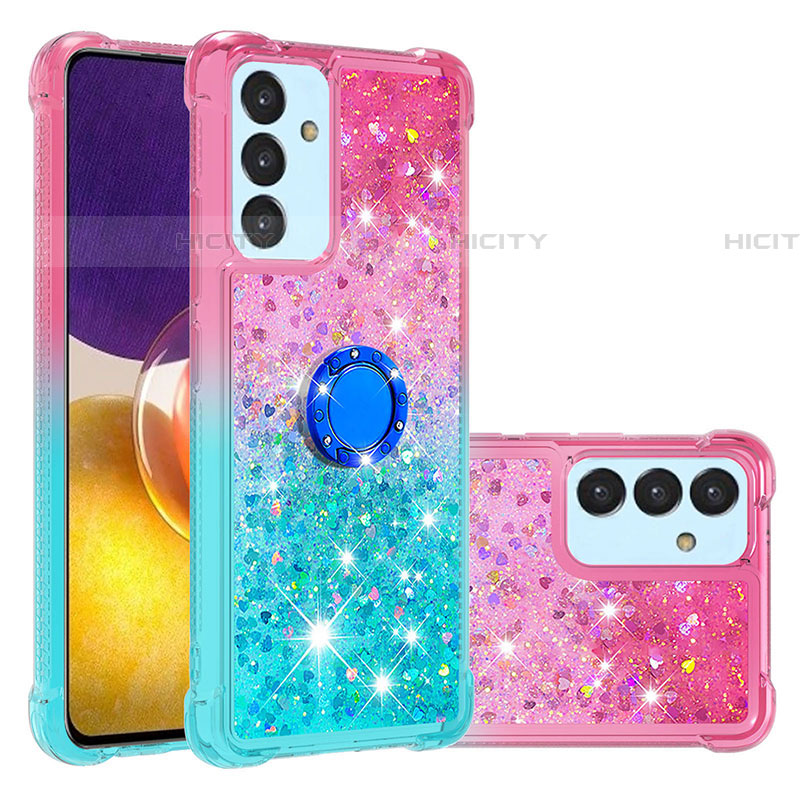 Funda Silicona Carcasa Goma Bling-Bling con Anillo de dedo Soporte S02 para Samsung Galaxy A34 5G Rosa