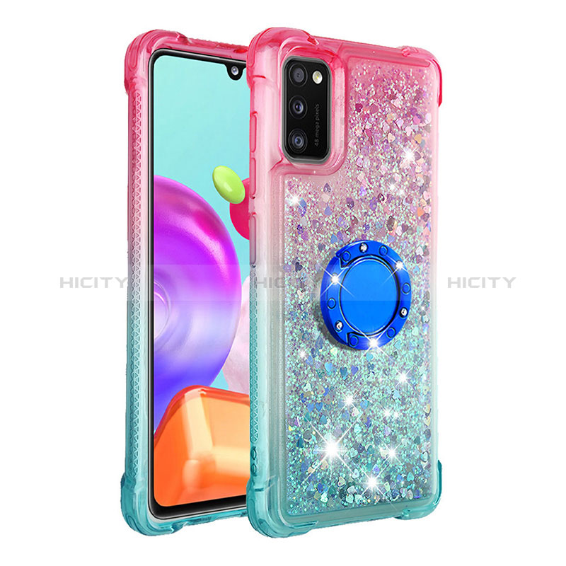 Funda Silicona Carcasa Goma Bling-Bling con Anillo de dedo Soporte S02 para Samsung Galaxy A41