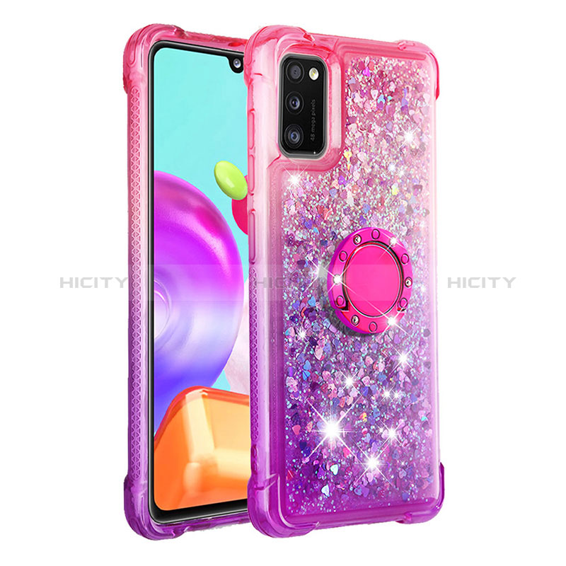 Funda Silicona Carcasa Goma Bling-Bling con Anillo de dedo Soporte S02 para Samsung Galaxy A41