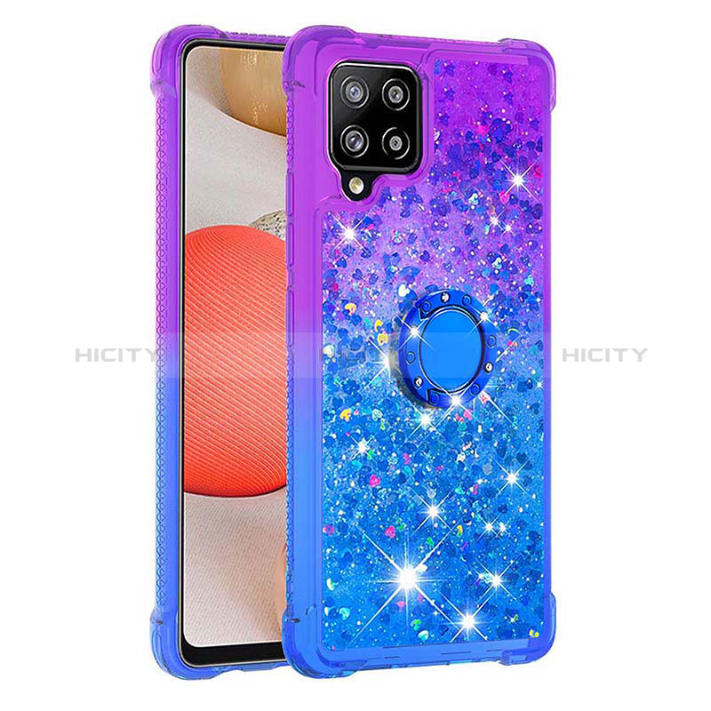 Funda Silicona Carcasa Goma Bling-Bling con Anillo de dedo Soporte S02 para Samsung Galaxy A42 5G