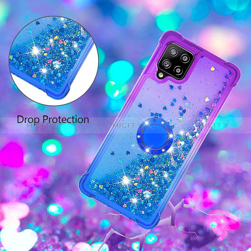 Funda Silicona Carcasa Goma Bling-Bling con Anillo de dedo Soporte S02 para Samsung Galaxy A42 5G