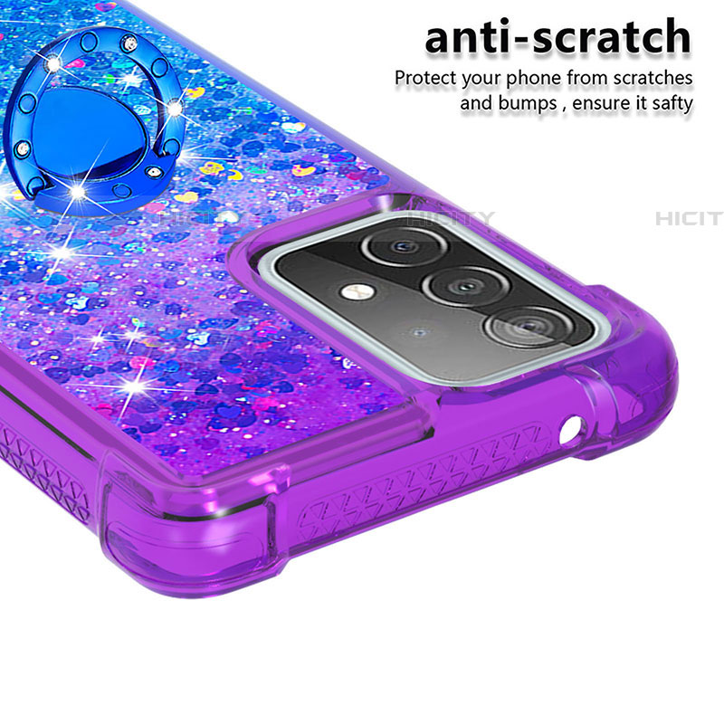 Funda Silicona Carcasa Goma Bling-Bling con Anillo de dedo Soporte S02 para Samsung Galaxy A52 4G