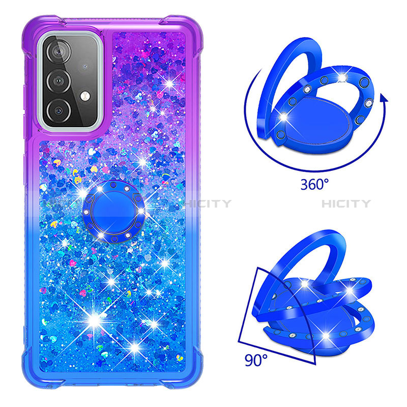 Funda Silicona Carcasa Goma Bling-Bling con Anillo de dedo Soporte S02 para Samsung Galaxy A52s 5G