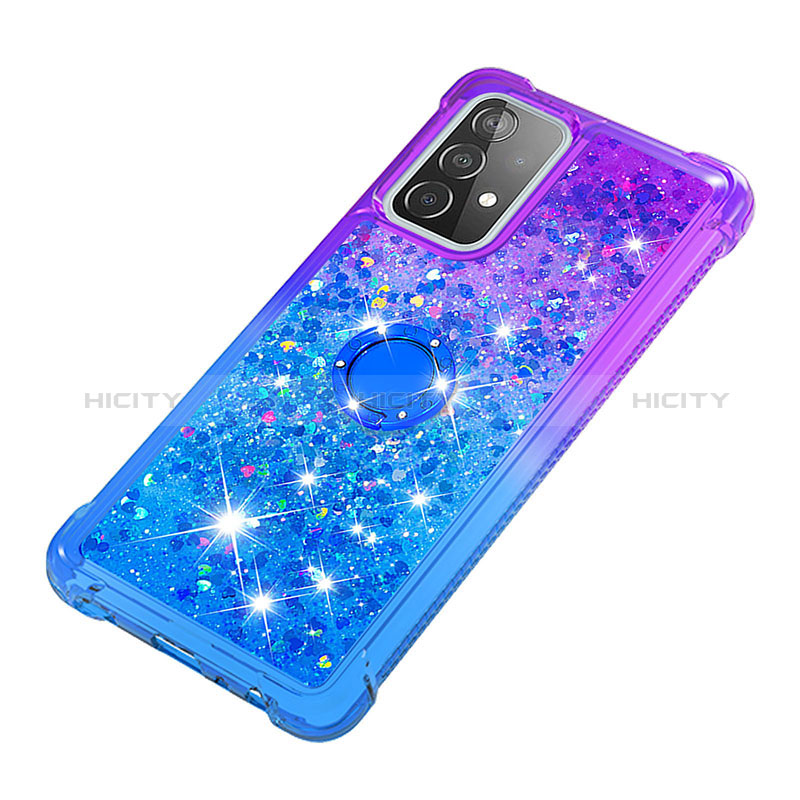 Funda Silicona Carcasa Goma Bling-Bling con Anillo de dedo Soporte S02 para Samsung Galaxy A52s 5G