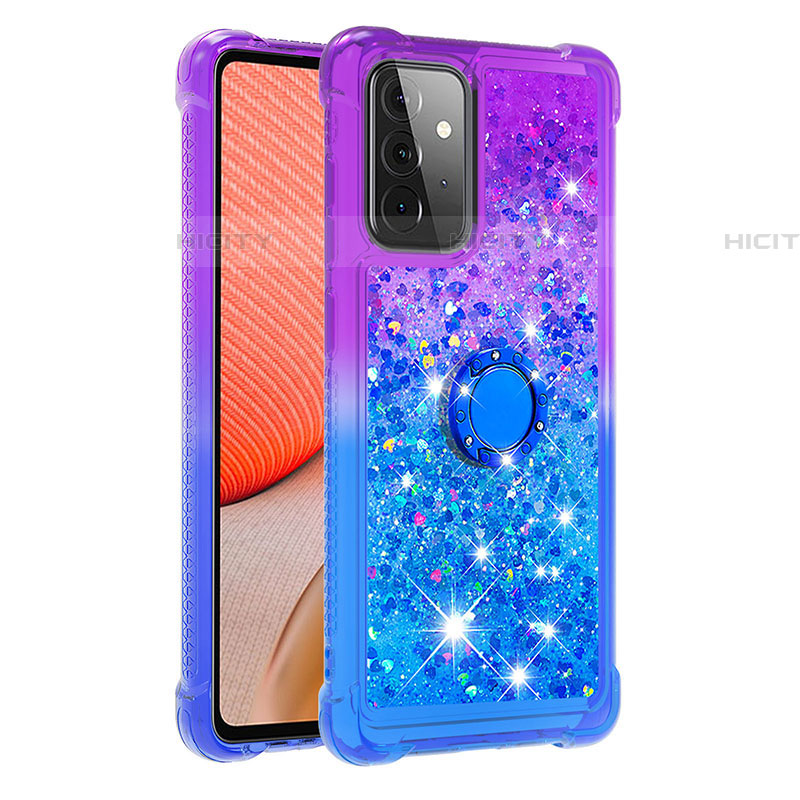 Funda Silicona Carcasa Goma Bling-Bling con Anillo de dedo Soporte S02 para Samsung Galaxy A72 4G