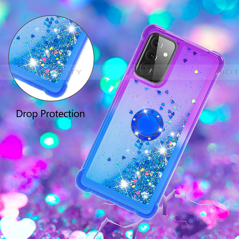 Funda Silicona Carcasa Goma Bling-Bling con Anillo de dedo Soporte S02 para Samsung Galaxy A72 4G