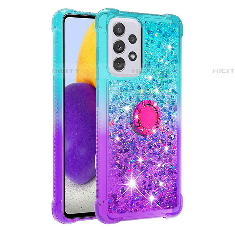 Funda Silicona Carcasa Goma Bling-Bling con Anillo de dedo Soporte S02 para Samsung Galaxy A73 5G