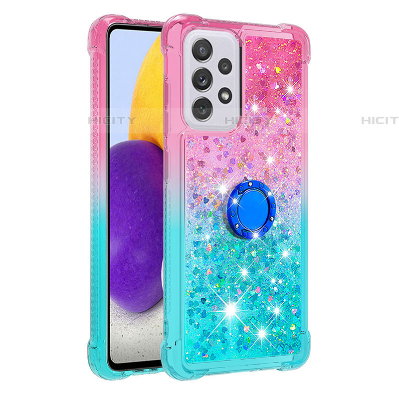 Funda Silicona Carcasa Goma Bling-Bling con Anillo de dedo Soporte S02 para Samsung Galaxy A73 5G