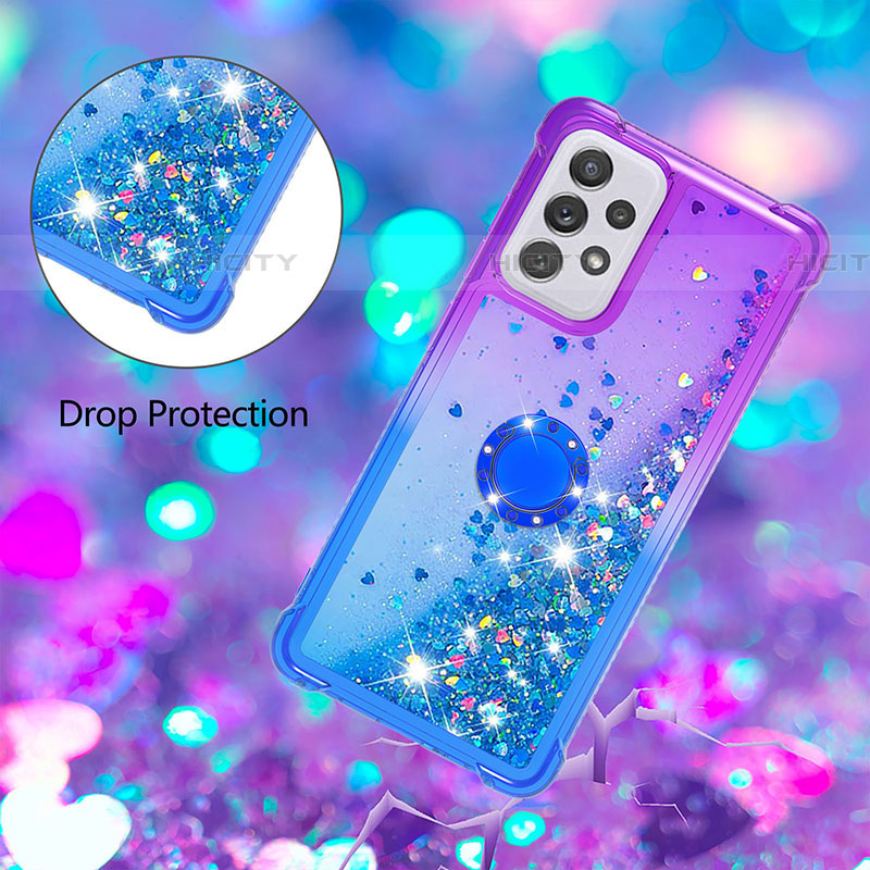 Funda Silicona Carcasa Goma Bling-Bling con Anillo de dedo Soporte S02 para Samsung Galaxy A73 5G