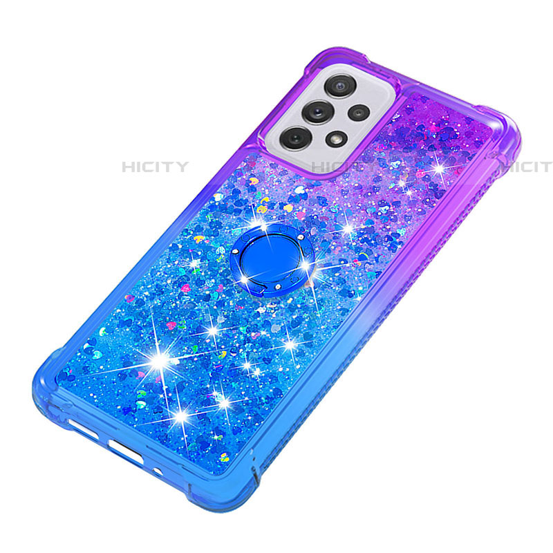 Funda Silicona Carcasa Goma Bling-Bling con Anillo de dedo Soporte S02 para Samsung Galaxy A73 5G