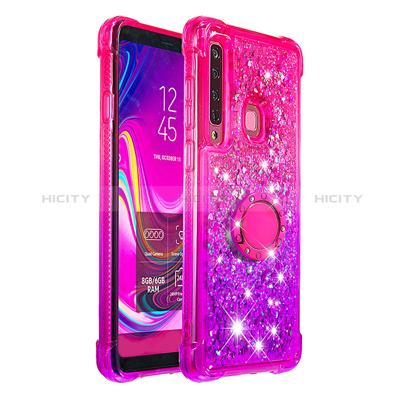 Funda Silicona Carcasa Goma Bling-Bling con Anillo de dedo Soporte S02 para Samsung Galaxy A9s