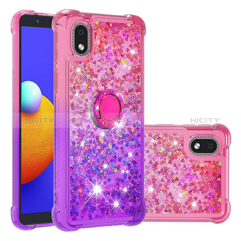 Funda Silicona Carcasa Goma Bling-Bling con Anillo de dedo Soporte S02 para Samsung Galaxy M01 Core