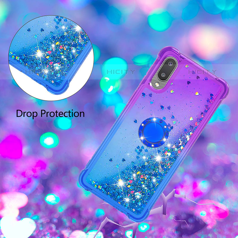 Funda Silicona Carcasa Goma Bling-Bling con Anillo de dedo Soporte S02 para Samsung Galaxy M02