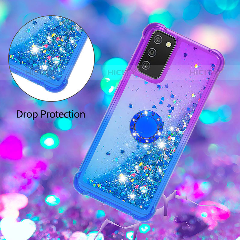 Funda Silicona Carcasa Goma Bling-Bling con Anillo de dedo Soporte S02 para Samsung Galaxy M02s