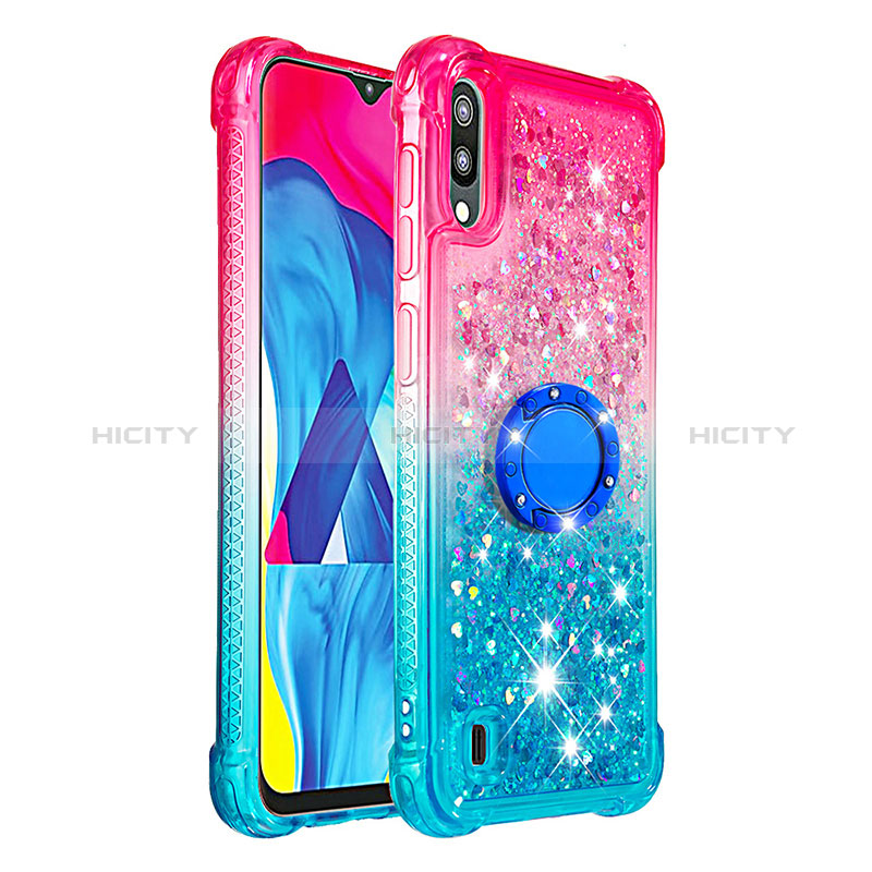 Funda Silicona Carcasa Goma Bling-Bling con Anillo de dedo Soporte S02 para Samsung Galaxy M10