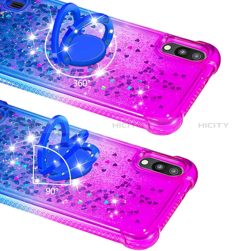 Funda Silicona Carcasa Goma Bling-Bling con Anillo de dedo Soporte S02 para Samsung Galaxy M10