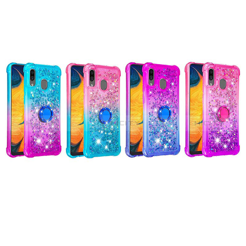 Funda Silicona Carcasa Goma Bling-Bling con Anillo de dedo Soporte S02 para Samsung Galaxy M10S