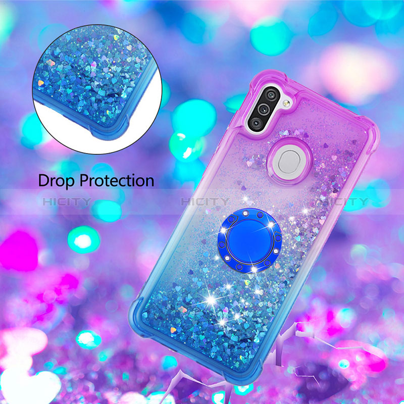 Funda Silicona Carcasa Goma Bling-Bling con Anillo de dedo Soporte S02 para Samsung Galaxy M11