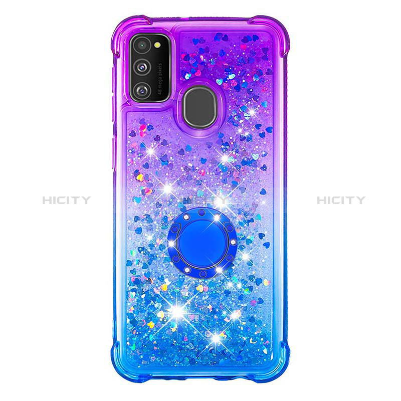 Funda Silicona Carcasa Goma Bling-Bling con Anillo de dedo Soporte S02 para Samsung Galaxy M30s