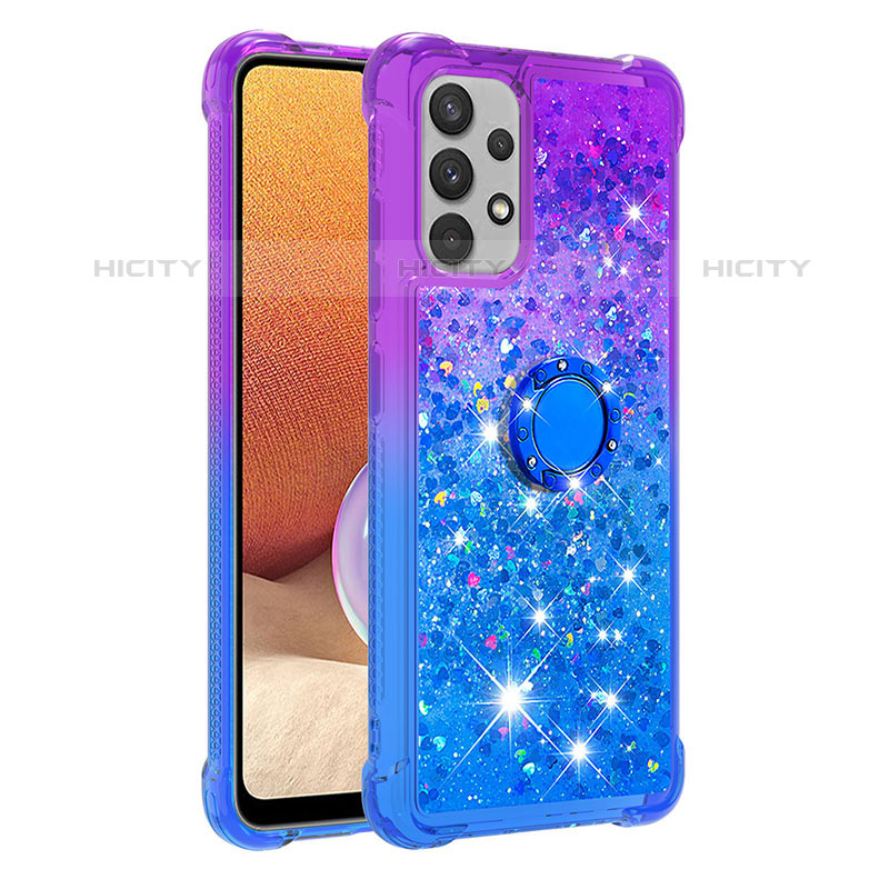 Funda Silicona Carcasa Goma Bling-Bling con Anillo de dedo Soporte S02 para Samsung Galaxy M32 5G