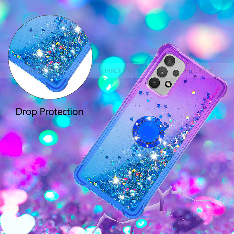 Funda Silicona Carcasa Goma Bling-Bling con Anillo de dedo Soporte S02 para Samsung Galaxy M32 5G