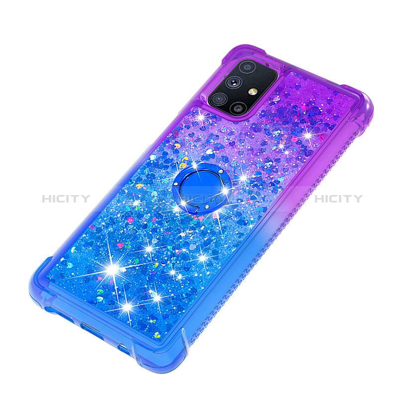 Funda Silicona Carcasa Goma Bling-Bling con Anillo de dedo Soporte S02 para Samsung Galaxy M51