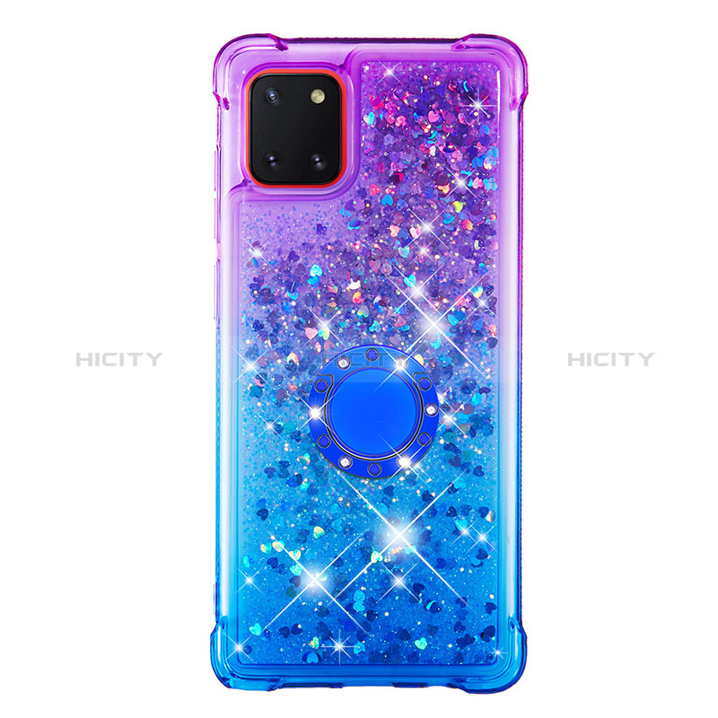 Funda Silicona Carcasa Goma Bling-Bling con Anillo de dedo Soporte S02 para Samsung Galaxy M60s