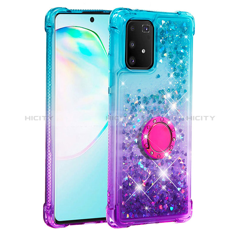 Funda Silicona Carcasa Goma Bling-Bling con Anillo de dedo Soporte S02 para Samsung Galaxy M80S